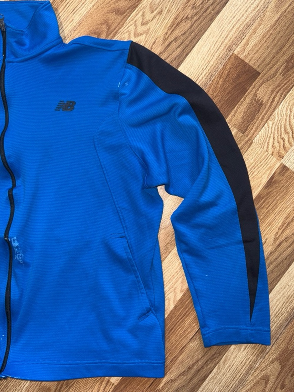 New Balance Blue Track Jacket with Black Shoulder Panels - Picture 3 of 7